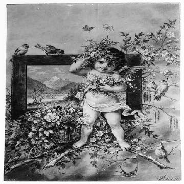 Riproduzione di stampa firmata "Eissel - 1891" raffigurante un angioletto [360x360]