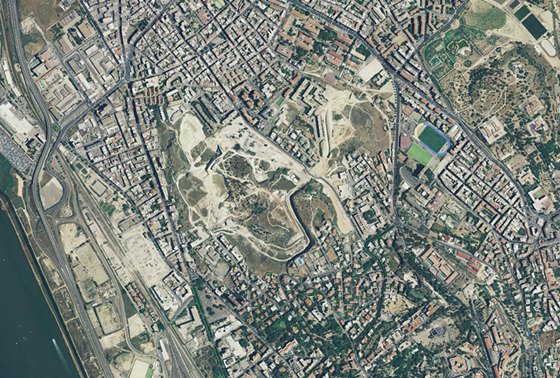 Cagliari, veduta aerea del colle di Tuvixeddu-Tuvumannu