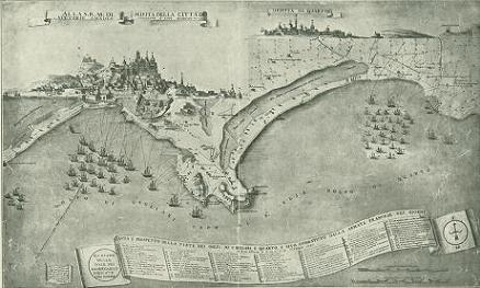 Carta storica porto di Cagliari